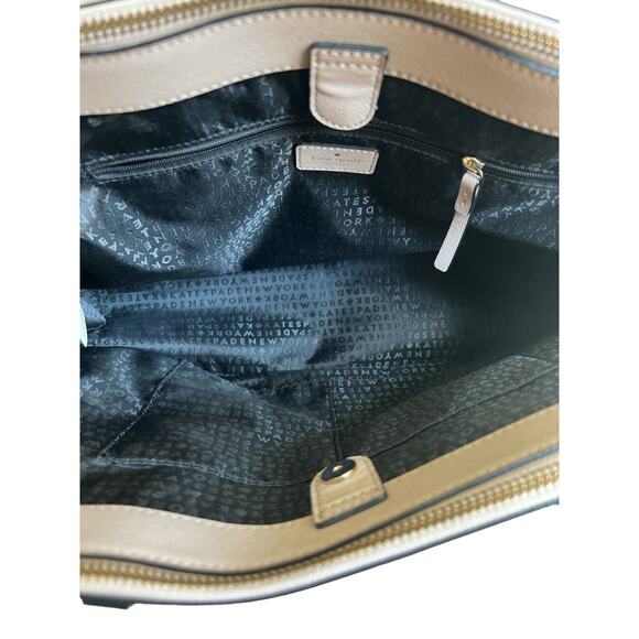 Kate Spade Leighann Laurel Way Leather Satchel Neutral Blush/Black Handbag Large - Picture 6 of 13